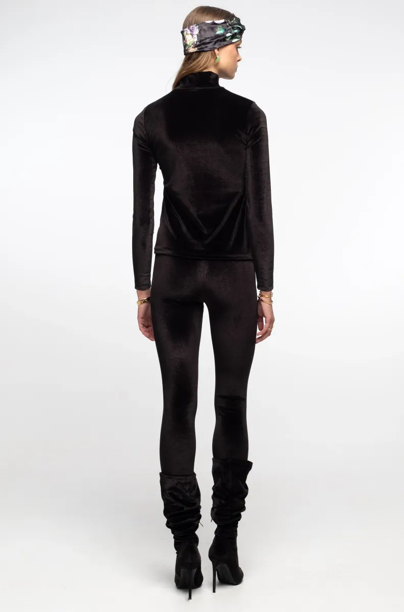 γυναικείο μαύρο βελούδινο κολάν από την peace and chaos, midnight leggings