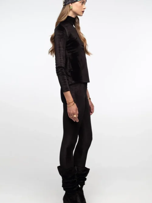γυναικείο μαύρο βελούδινο κολάν από την peace and chaos, midnight leggings