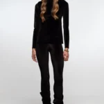γυναικείο μαύρο βελούδινο κολάν από την peace and chaos, midnight leggings