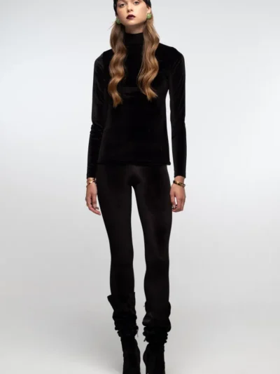 γυναικείο μαύρο βελούδινο κολάν από την peace and chaos, midnight leggings