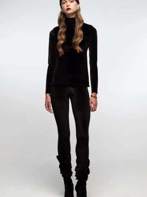 γυναικείο μαύρο βελούδινο κολάν από την peace and chaos, midnight leggings