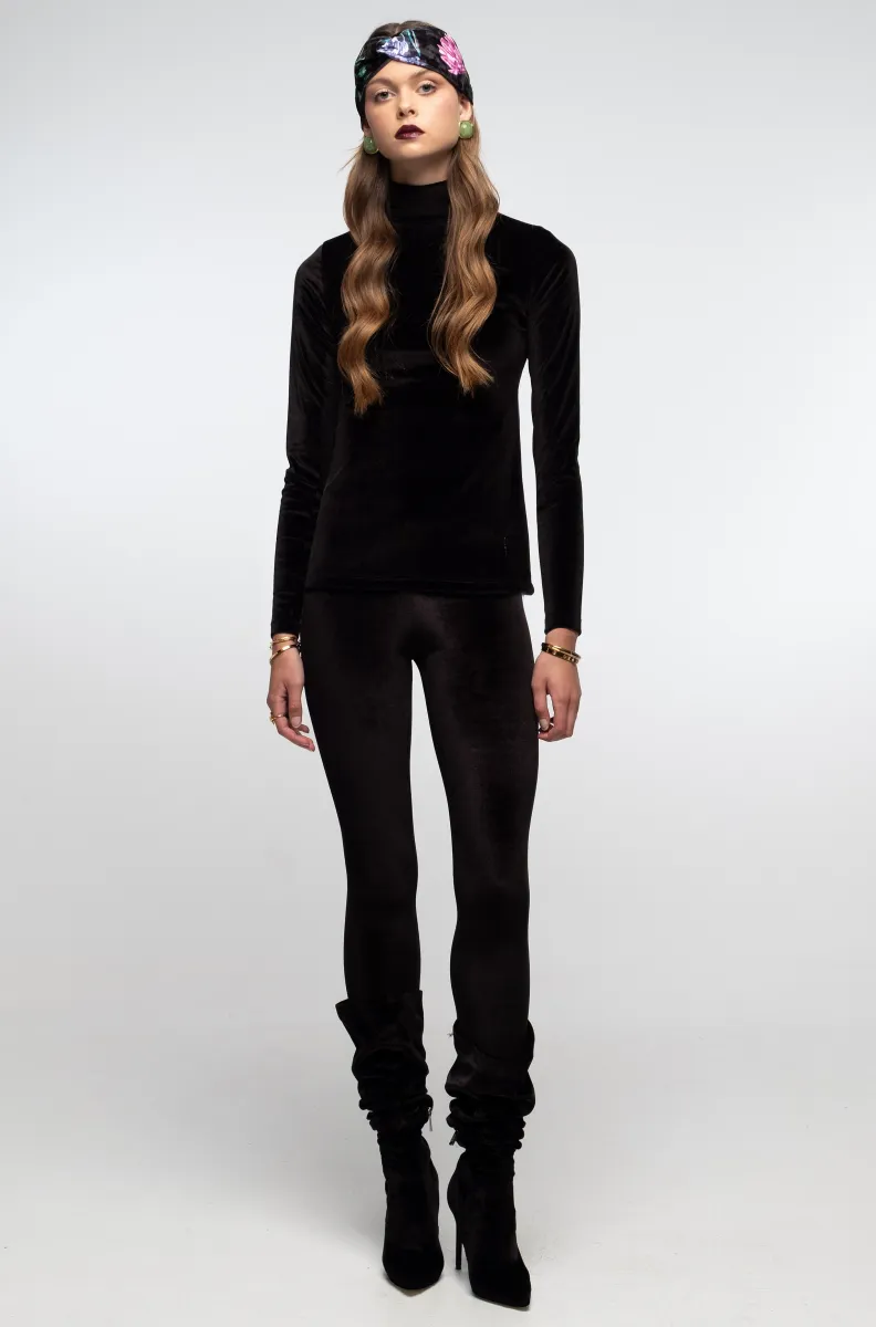 γυναικείο μαύρο βελούδινο κολάν από την peace and chaos, midnight leggings