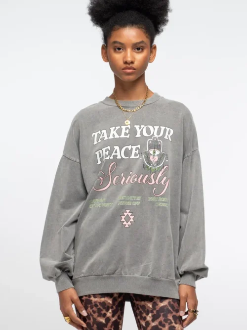 γυναικείο φούτερ χωρίς κουκούλα από την peace and chaos, mindfulness sweater