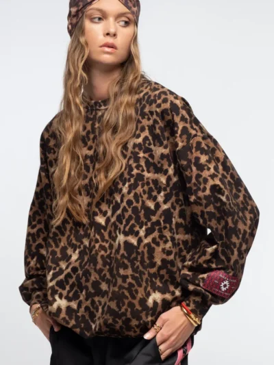 γυναικείο λεοπάρ φούτερ από την peace and chaos, rosette sweater top