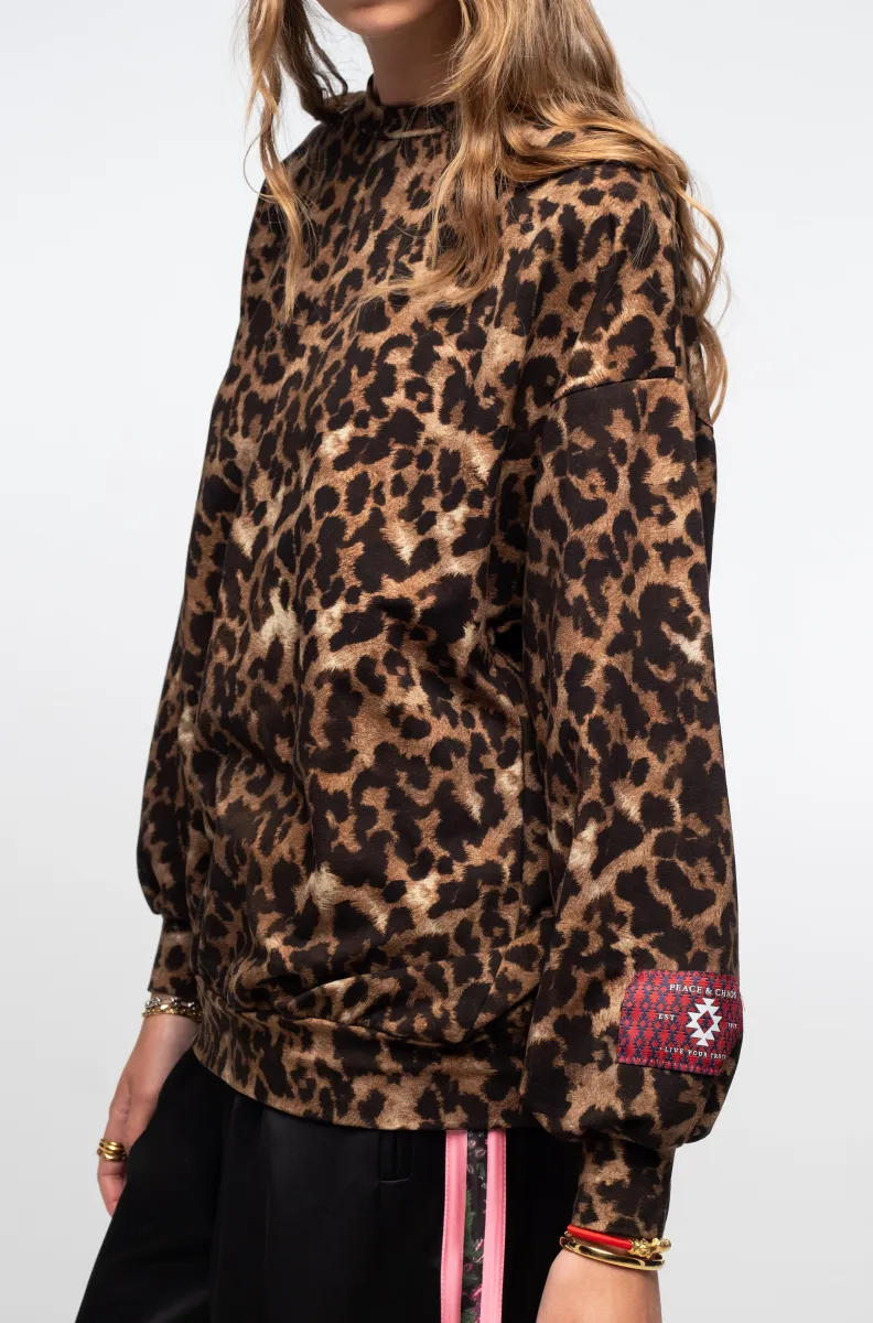 γυναικείο λεοπάρ φούτερ από την peace and chaos, rosette sweater top
