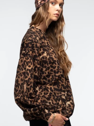 γυναικείο λεοπάρ φούτερ από την peace and chaos, rosette sweater top