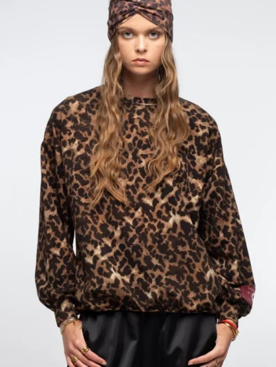 γυναικείο λεοπάρ φούτερ από την peace and chaos, rosette sweater top