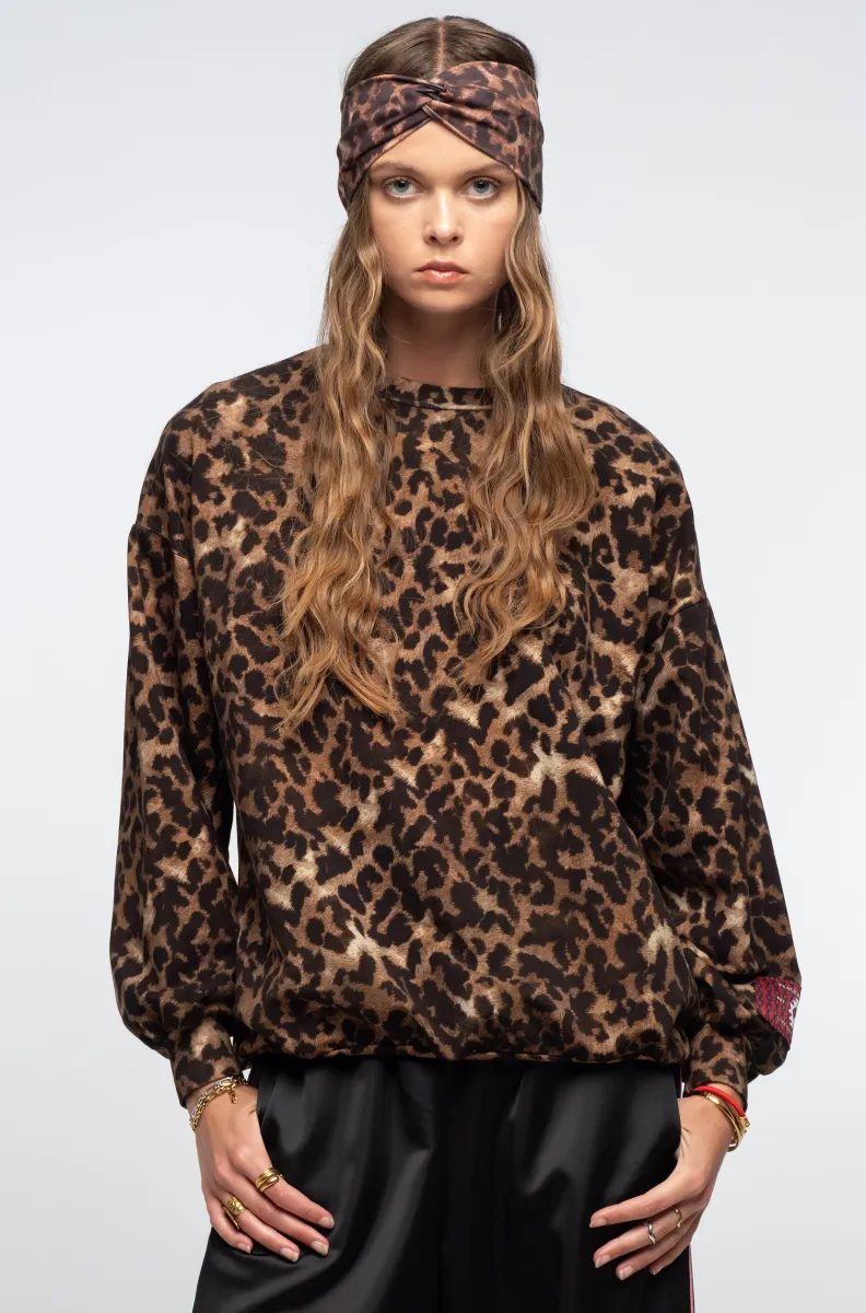 γυναικείο λεοπάρ φούτερ από την peace and chaos, rosette sweater top