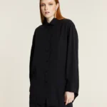 γυναικείο μαύρο πουκάμισο από την pepaloves, camisa larga tencel negra