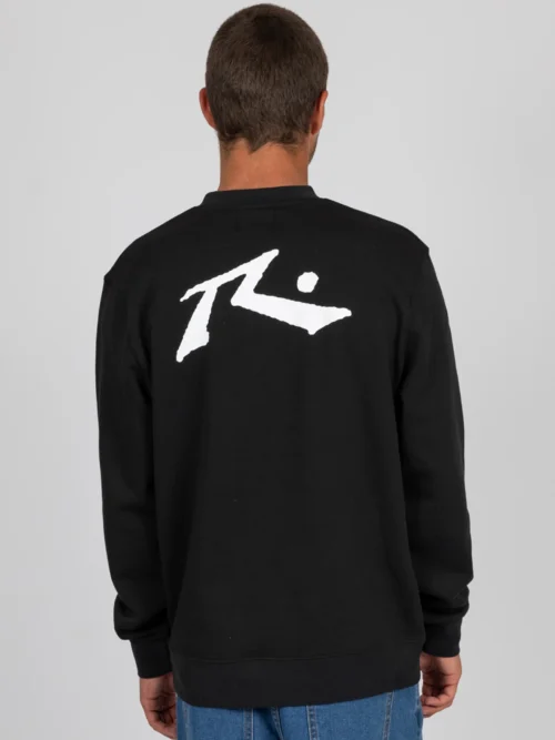 ανδρικό φούτερ σε μαύρο χρώμα από την rusty, base line fleece crewneck