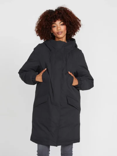 γυναικείο μακρύ μαύρο μπουφάν από την volcom, sleepi puff parka