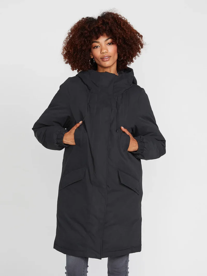 γυναικείο μακρύ μαύρο μπουφάν από την volcom, sleepi puff parka