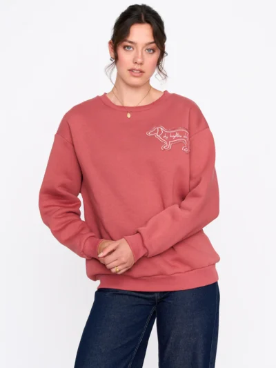 γυναικείο φούτερ σε ροζ χρώμα από την 24colours, womens doggy sweatshirt in rust