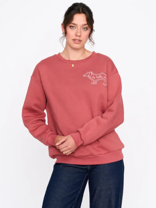 γυναικείο φούτερ σε ροζ χρώμα από την 24colours, womens doggy sweatshirt in rust