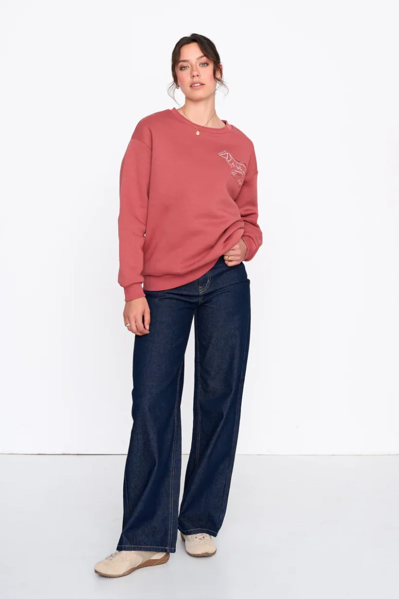 γυναικείο φούτερ σε ροζ χρώμα από την 24colours, womens doggy sweatshirt in rust