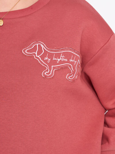 γυναικείο φούτερ σε ροζ χρώμα από την 24colours, womens doggy sweatshirt in rust