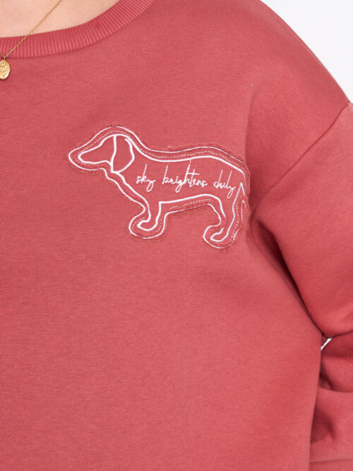 γυναικείο φούτερ σε ροζ χρώμα από την 24colours, womens doggy sweatshirt in rust