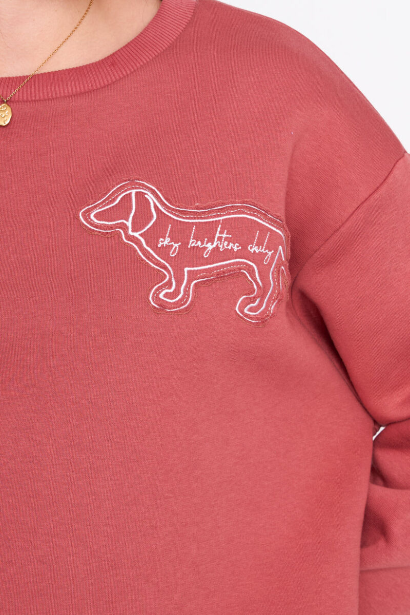 γυναικείο φούτερ σε ροζ χρώμα από την 24colours, womens doggy sweatshirt in rust