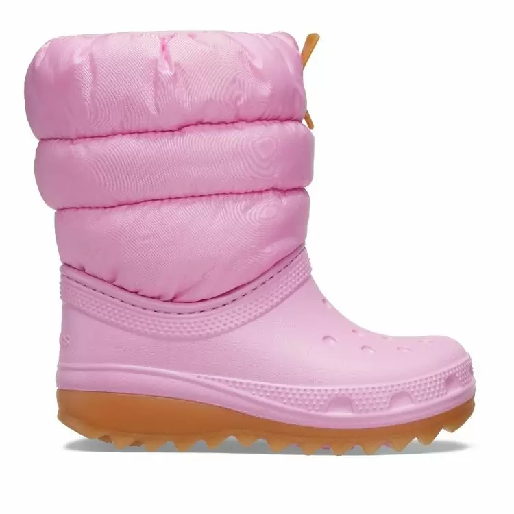 παιδικά μποτάκια σε ροζ χρώμα από την crocs, classic neo puff boot t