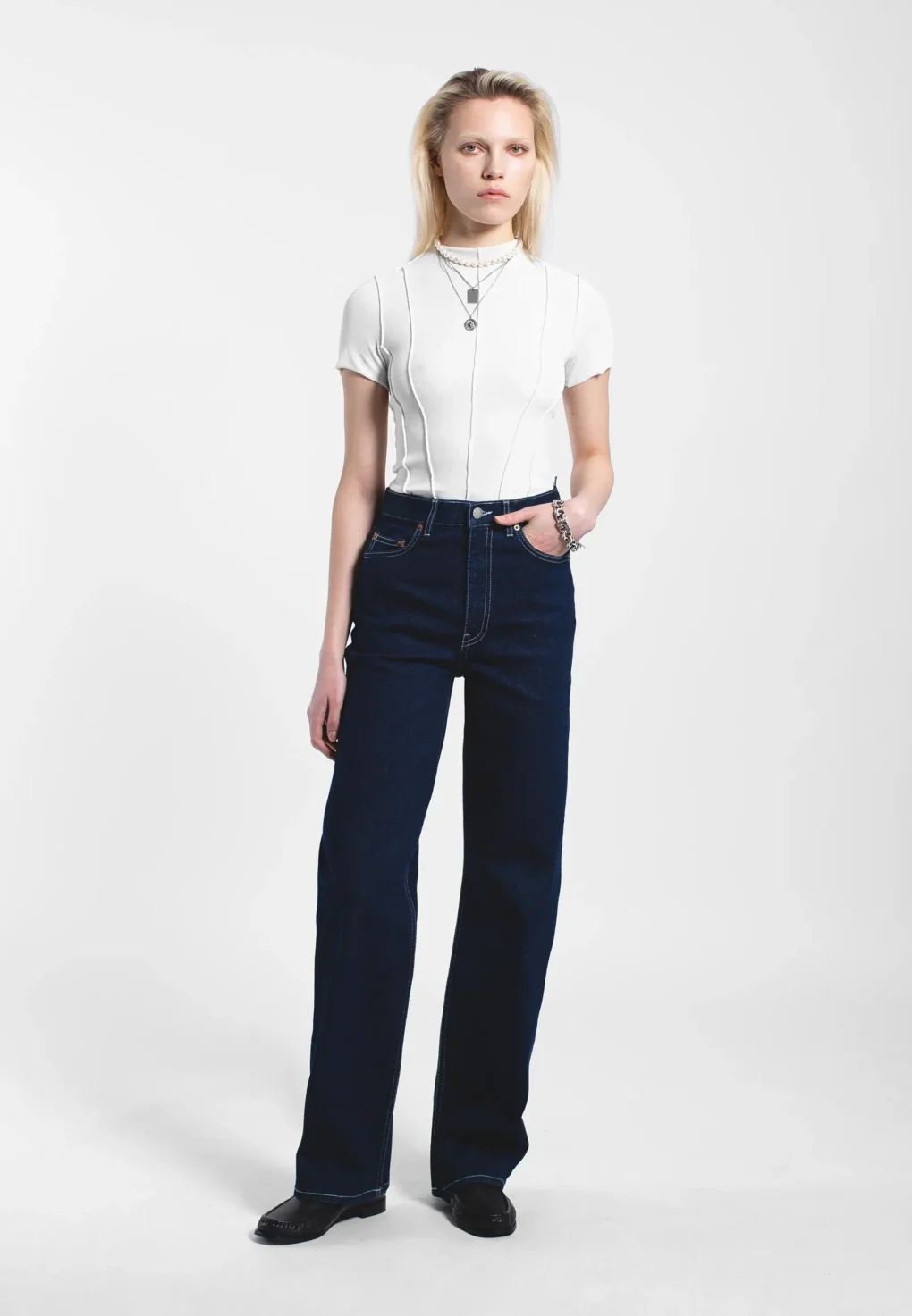 γυναικείο τζιν παντελόνι σε ίσια γραμμή και μπλε σκούρο χρώμα από την dr.denim, echo bay rinse contrast pants