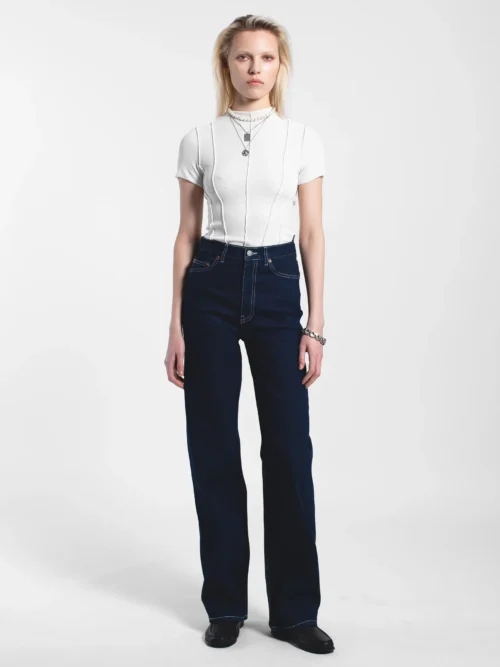 γυναικείο τζιν παντελόνι σε ίσια γραμμή και μπλε σκούρο χρώμα από την dr.denim, echo bay rinse contrast pants