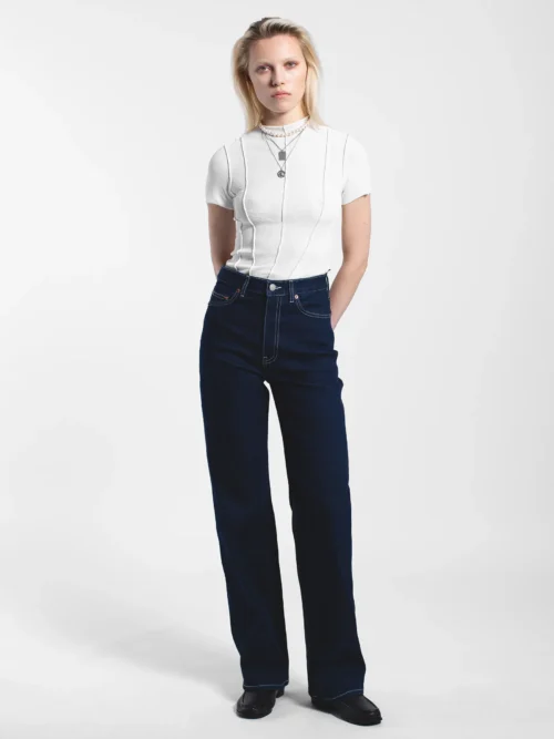 γυναικείο τζιν παντελόνι σε ίσια γραμμή και μπλε σκούρο χρώμα από την dr.denim, echo bay rinse contrast pants