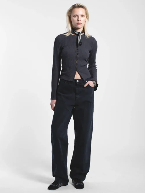 γυναικείο τζιν παντελόνι σε μαύρο χρώμα από την dr denim, jena double knee dark grey pants