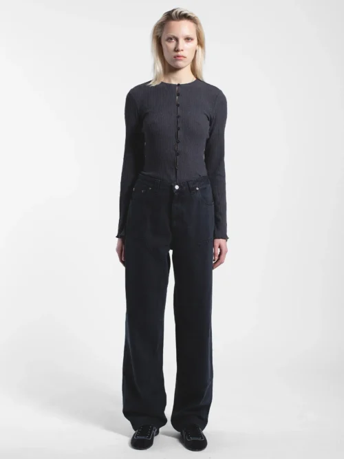 γυναικείο τζιν παντελόνι σε μαύρο χρώμα από την dr denim, jena double knee dark grey pants