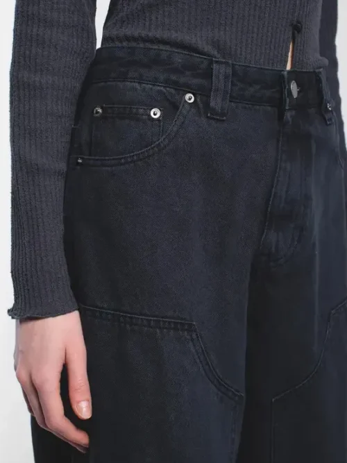 γυναικείο τζιν παντελόνι σε μαύρο χρώμα από την dr denim, jena double knee dark grey pants