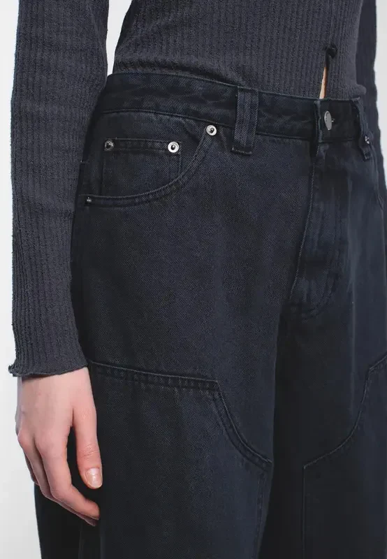 γυναικείο τζιν παντελόνι σε μαύρο χρώμα από την dr denim, jena double knee dark grey pants