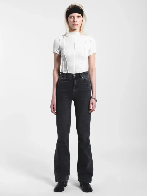 γυναικείο τζιν παντελόνι σε μαύρο χρώμα από την dr.denim, moxy flare dark grey mist