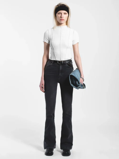 γυναικείο τζιν παντελόνι σε μαύρο χρώμα από την dr.denim, moxy flare dark grey mist