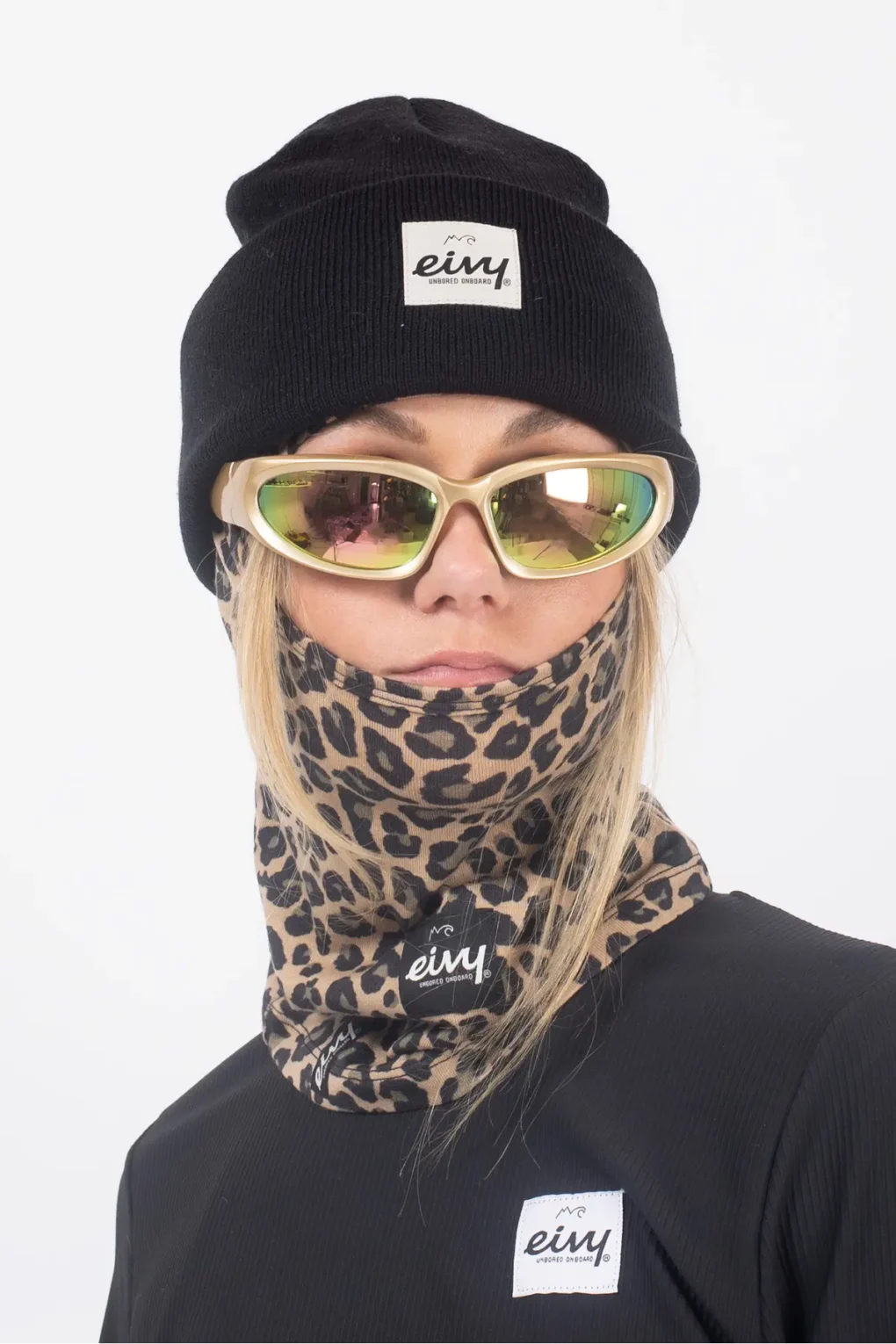 γυναικεία κουκούλα με λεοπάρ σχέδιο από την eivy, hinge merino wool balaclava