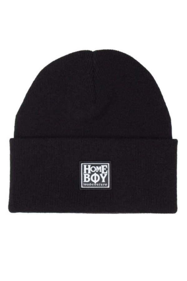 σκούφος σε μαύρο χρώμα με την ετικέτα της εταιρείας στο μπροστινό μέρος από την homeboy, badly beanie black