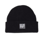 σκούφος σε μαύρο χρώμα με ραμμένη επιγραφή στης εταιρείας από την homeboy, egg head beanie