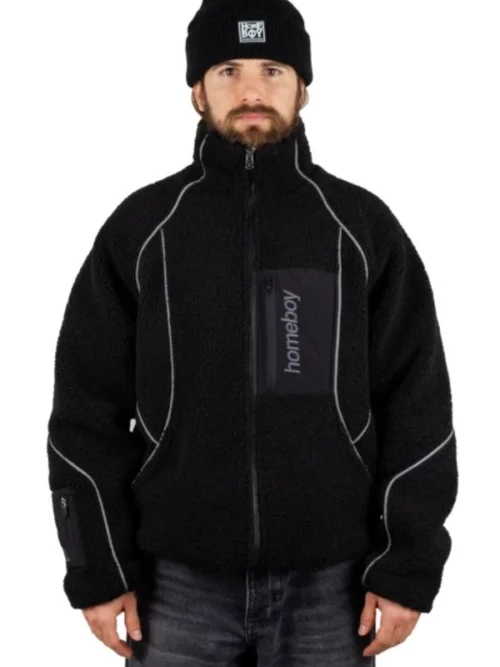 ανδρικό μπουφάν με γούνα σε μαύρο χρώμα από την homeboy, nanook fleece black