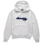 φούτερ σε γκρι χρώμα με επιγραφή στο μπροστινό μέρος από την homeboy, pencil chenille hoodie grey