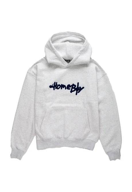 φούτερ σε γκρι χρώμα με επιγραφή στο μπροστινό μέρος από την homeboy, pencil chenille hoodie grey