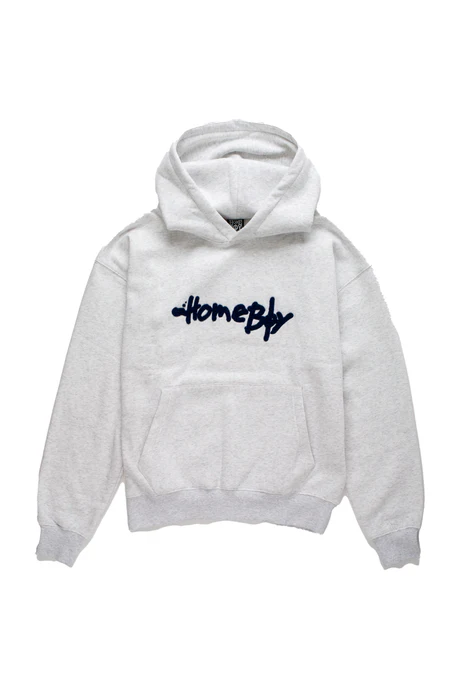 φούτερ σε γκρι χρώμα με επιγραφή στο μπροστινό μέρος από την homeboy, pencil chenille hoodie grey