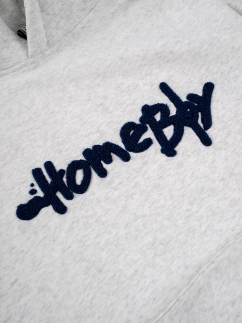 φούτερ σε γκρι χρώμα με επιγραφή στο μπροστινό μέρος από την homeboy, pencil chenille hoodie grey