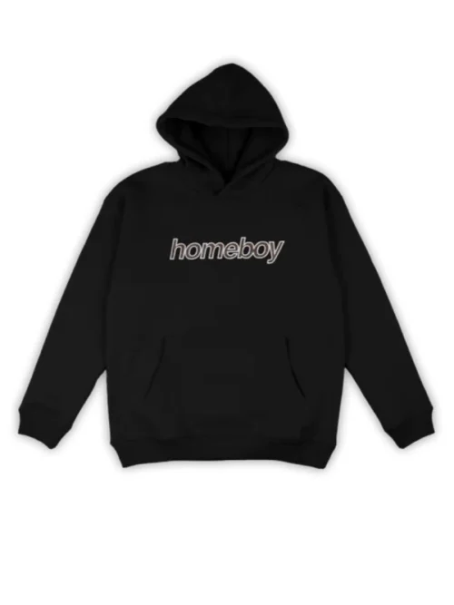 ανδρικό φούτερ σε μαύρο χρώμα με επιγραφή στο μπροστινό μέρος από την Homeboy, plaid helvetica hoodie