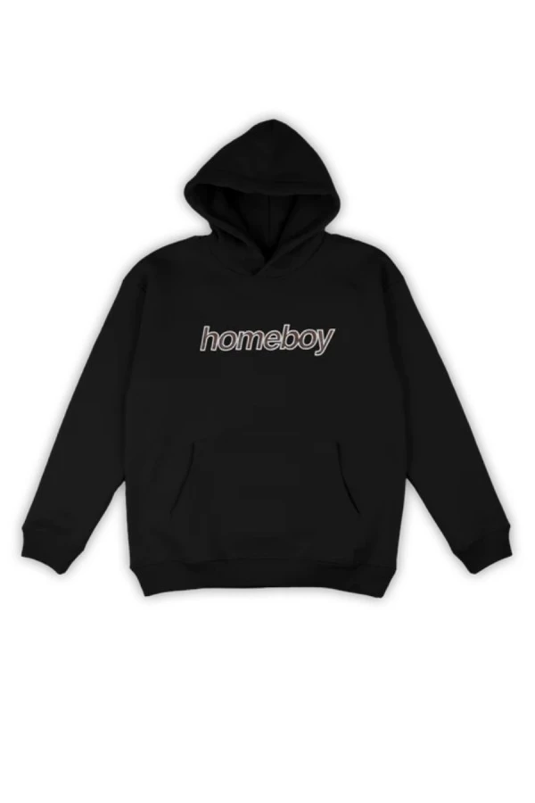 ανδρικό φούτερ σε μαύρο χρώμα με επιγραφή στο μπροστινό μέρος από την Homeboy, plaid helvetica hoodie