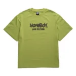 ανδρική κοντομάνικη μπλούζα σε πράσινο χρώμα με επιγραφή στο μπροστινό και πίσω μέρος από την homeboy, tagged t-shirt