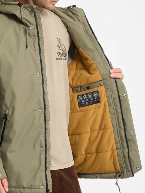 ανδρικό μπουφάν σε πράσινο χρώμα από την volcom, stoke stone ii 10k jacket