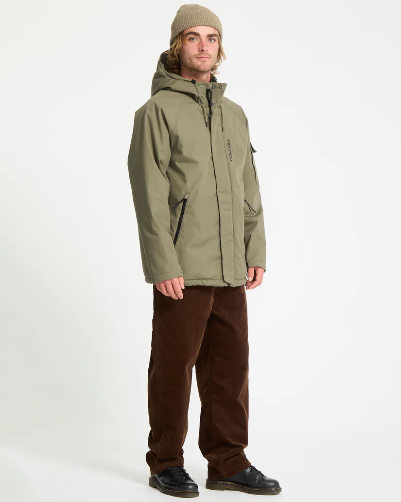 ανδρικό μπουφάν σε πράσινο χρώμα από την volcom, stoke stone ii 10k jacket
