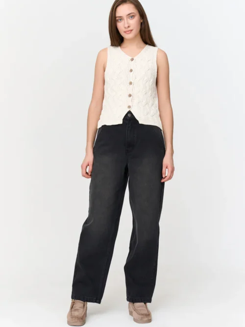 Womens White Knitted Vest Γυναικείο Γιλέκο - Image 3