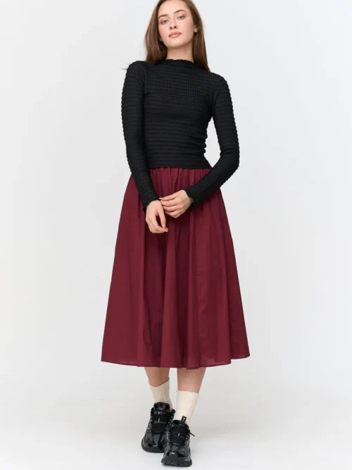 γυναικεία μαύρη μπλούζα με υφή από την 24colours, womens long sleeve top black