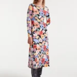 γυναικείο φόρεμα με λουλούδια σε μεσαίο μήκος και με άνοιγμα στο πλάι από την compania fantastica, hampton big print midi dress