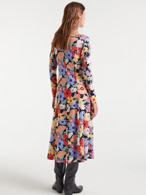 γυναικείο φόρεμα με λουλούδια σε μεσαίο μήκος και με άνοιγμα στο πλάι από την compania fantastica, hampton big print midi dress