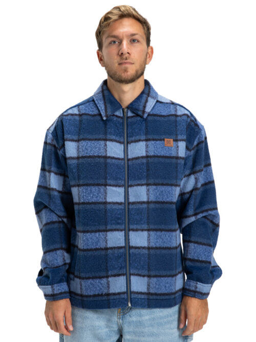 ανδρικό πουκάμισο με φερμουάρ σε μπλε καρό χρώμα από την dc shoes, henderson overshirt blue